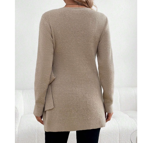 Maternity Burgundy Comfy Wrap Tie Sweater Top - Picture 3 of 8